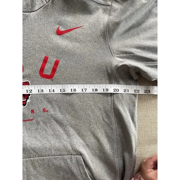 NIKE Dri-Fit BSU Bears Hoodie S Gray Red Fleece Graphic Athletic Gym Warm Sports - Picture 5 of 7